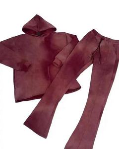 Survêtements unisexe en coton à imprimé soufflé, survêtements à capuche, ensemble de pantalons de survêtement évasés de haute qualité avec logo personnalisé - Product Image 4