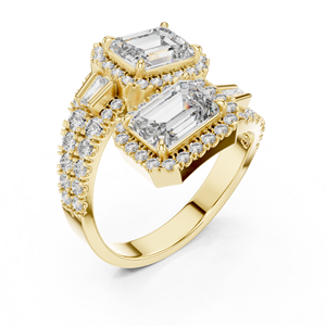 แหวนเพชรเม็ดใหญ่ 2.6 กะรัต ทรงห่อหุ้มประดับมรกตสังเคราะห์ ชุบโรเดียม ทองคำขาว 18 กะรัต ของขวัญวาเลนไทน์ สำหรับงานหมั้นและงานเลี้ยง - Product Image 4