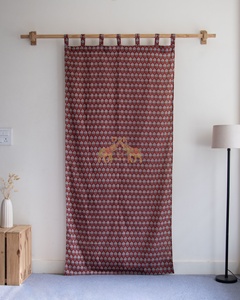Ensemble de rideaux en coton 100% indien pour la maison et les hôtels, imprimé à la main avec des feuilles, design bohème, respirant, de qualité supérieure - Product Image 5