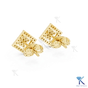 Lab Grown Diamond Open Geometric Rhombus <b>Stud</b> Earrings Cross Cluster Pave Halo 14K 18K Solid Gold Fine Women Wedding Party - Product Image 6