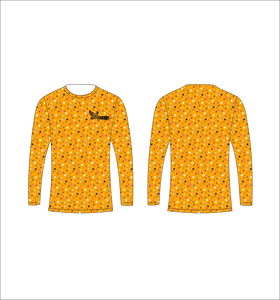 Maillot de sport personnalisé à manches longues en sublimation, léger, avec motif à pois multicolores orange, vêtements en gros - Product Image 1