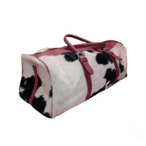 Sac de voyage unisexe en cuir de vachette véritable avec poils, grand format, pour week-end ou nuitée, nouveau design personnalisé - Product Image 1