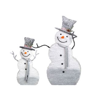 Set di 2 Pupazzi di Neve Illuminati con Cappello, 80 LED Bianchi Caldi, Decorazioni Natalizie 2D, Ornamenti per le Feste, Decorazioni Natalizie da Esterno - Product Image 1