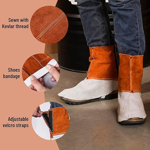 Couvre-chaussures de soudeur en cuir de vachette pleine fleur de qualité supérieure, guêtres de pompier imperméables certifiées CE, résistantes à la chaleur, SÉCURITÉ - Product Image 2