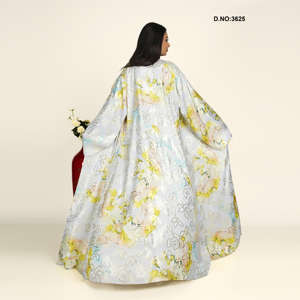 Abaya de Satén Jacquard de Excelente Calidad con Chifón, Elegante, de Manga Larga, para Uso Diario, Disponible a Buen Precio - Product Image 2