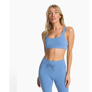 New Light <b>Blue</b> Design Ladies Spaghetti Strap <b>Bra</b> And Slim Waist Leggings Gym Light wear Performance Knit Set For Trailing - Product Image 3
