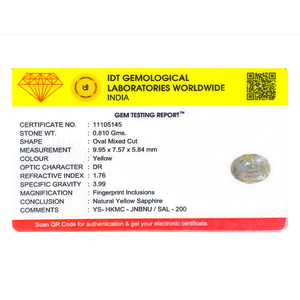 Natural Yellow Sapphire 4.05 Carat Oval Cut Loose Gemstone for Fine Jewelry - Product Image 4