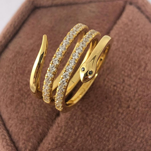 Anillo de Oro Blanco Macizo con Diamantes Redondos, Diseño Espiral Envolvente de Serpiente, Regalo de Aniversario, Joyería Fina, Anillo de Fiesta para Mujer, Pieza Destacada - Product Image 3