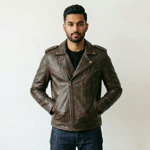 Veste en cuir pour homme en gros, cuir véritable, grandes tailles disponibles, qualité supérieure, prix abordable - Product Image 1