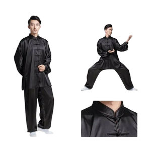 Uniforme de Kung Fu noir personnalisé pour étudiants, 100% coton respirant, vêtements d'entraînement d'arts martiaux, logo personnalisé, uniforme de Kung Fu - Product Image 2