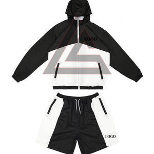 Conjunto Deportivo Corto Impermeable Ligero de Nailon Personalizado al por Mayor con Cierre de Cremallera para Correr y Trotar en Color de Contraste - Product Image 6
