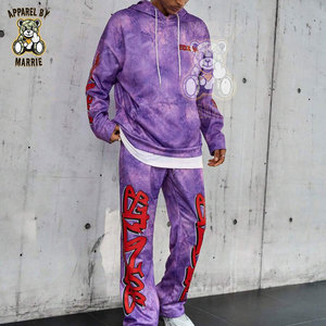 Ensemble de survêtement personnalisé pour homme en mélange de coton, avec logo imprimé sur mesure, marque privée OEM, vêtements de poids moyen, comprenant un sweat à capuche et un pantalon de jogging - Product Image 1
