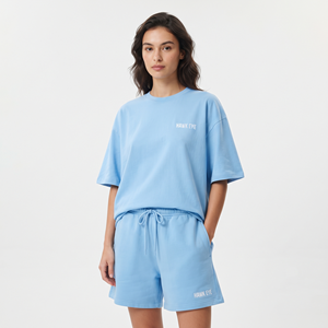 Conjunto Casual de Verano para Mujer con Logotipo Personalizado, Top Corto Cómodo, Camiseta Holgada de Algodón, Pantalones Cortos, Chaleco, Conjunto de Dos Piezas - Product Image 5