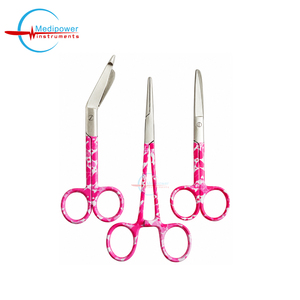 Ensemble de ciseaux médicaux décoratifs rose et blanc, ciseaux d'infirmière manuels, ciseaux à pansements en acier inoxydable de 5 pouces, pinces à artères de 5,5 pouces - Product Image 1