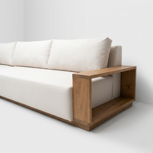 Garden Sofas Teak Wood Patio Sofa Modular Sectional Outdoor Couch Set Weatherproof Exterior Wood <b>Settee</b> Deep Seating <b>Cushions</b> - Product Image 4