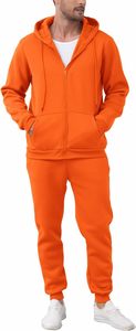 Ensemble de survêtement en polyester tricoté 300 GSM de qualité supérieure pour homme, avec sweat à capuche zippé et pantalon de jogging, imprimé sérigraphié blanc uni, tenue de fitness élégante - Product Image 2