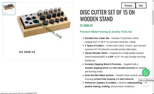 Disc <b>Cutter</b> Set 15 Pcs Metal Forming Jewelry Tool Kit With Wooden Stand Dapping Block Punches Goldsmith Tools|Item No GS-588B-03 - Product Image 3