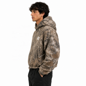 OEM Heavyweight Oversized Camouflage <b>Hoodie</b> Custom Puffer-Style Streetwear Bulk Printed Pullover Wholesale Men's Jackets Supply - Product Image 2