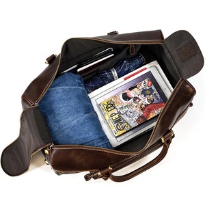 Custom Logo Genuine Leather Weekender Travel Duffel Bag Zipper Closure Durable Stylish Vintage Design Lightweight Outdoor - Product Image 5