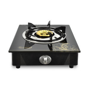 "Gas Cooktops Gmax GL-506B Single Burner Gas Stove Wrinkle Painting Body 90mm Brass Burner Chrome <b>Pan</b> Support Automatic Ignition - Product Image 4