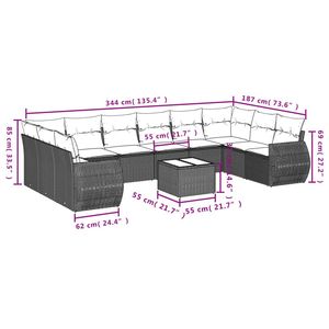 Juego de Sofás de Patio de 10 Piezas en Poliratán Negro con Cojines, Elegante Colección de Muebles para Exteriores - Product Image 3