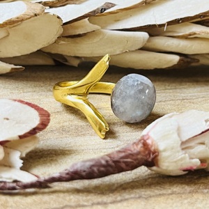High Demand Latest Quartz <b>Ring</b> Fish Tail Shape Brass <b>Ring</b> 18k Gold Plated <b>Open</b> <b>Ring</b> Statement Vintage Women <b>Ring</b> For Wholesale - Product Image 3