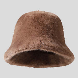 หมวกบักเก็ตขนเฟอร์เทียมสำหรับผู้หญิง SIDDIQUI HOSINEX แบบเรียบหรู ทันสมัย ไม่มีรอยต่อ ย้อมสี สำหรับฤดูหนาว อุ่นสบาย ประดับโบว์ แต่งขอบขาด - Product Image 2