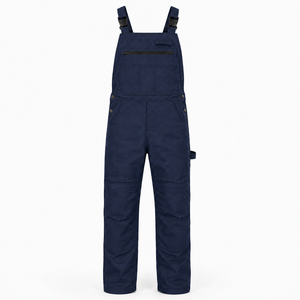 Custom Cotton Twill Bib <b>Overalls</b> for <b>Men</b> Adjustable Buckle Straps Zipper Chest Pocket Durable Factory Workwear - Product Image 1