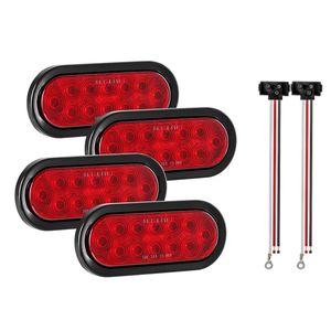 Kit de 4 feux arrière LED transparents 12V étanches ovales pour remorque, feux stop, feux de freinage, feux de position, compatibles avec les bateaux et les véhicules tractés - Product Image 1