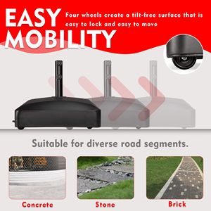 Supporto per ombrellone mobile, materiale HDPE, compatibile con pali da 1,5 a 1,875 pollici, capacità di carico fino a 53 libbre. Acqua, con ruote per il trasporto, E - Product Image 3