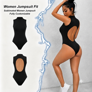 Mono sin mangas de cintura alta con cuello alto y diseño ahuecado en la espalda que realza los glúteos para mujer, ideal para discoteca. - Product Image 1