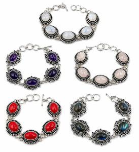 Pulsera de Piedras Preciosas Hecha a Mano, Plateada, Estilo Boho Vintage, Ajustable, Joyería de Moda para Mujer, Precio al por Mayor - Product Image 3