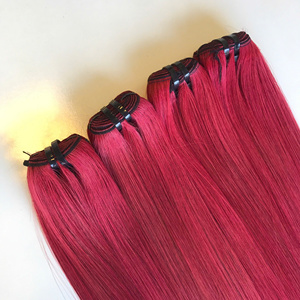 Prix de gros Bonestraight 100% perruque de cheveux humains vierges vietnamiens bruts couleur rose rouge super double extensions de cheveux - Product Image 5
