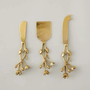 Big Discount Golden <b>Cheese</b> <b>Knife</b> <b>Set</b> With Floral Branch Handle Durable Metal <b>Cheese</b> Tools - Product Image 4