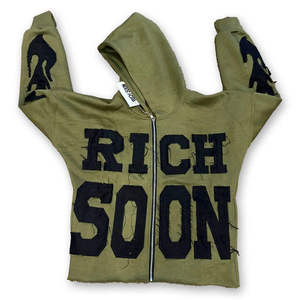 เสื้อฮู้ดซิปสีแดงสำหรับผู้ชาย รุ่น Rich Soon ทรงปกติ สไตล์สตรีทแวร์ ผ้าฟลีซ ป้องกันขนร่วง มีกระเป๋า ผ้าถัก คอตตอน โลโก้ด้านหน้า เหมาะสำหรับฤดูใบไม้ร่วง - Product Image 2