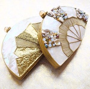Luxury Crystal Embellished Fan-Shaped Clutch <b>Bag</b> Handmade Flower Crystal <b>Evening</b> Purse Custom Wedding Decoration Gift - Product Image 3