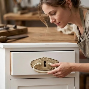 <b>Rustic</b> Industrial Cast Iron Flat Cabinet Handle Keyhole Design Eco-Friendly for Furniture Home Bar Durable Decorative Drawer - Product Image 4