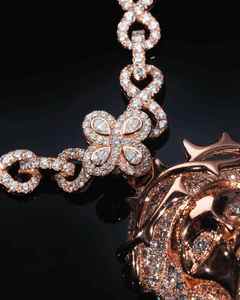 จี้พระเยซูประดับมอสซาไนต์สีโรสโกลด์ เครื่องประดับเงิน สร้อยคอแบบ Iced Out สั่งทำได้สำหรับผู้ชาย - Product Image 2