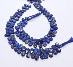 Cuentas de lapislázuli natural AAA en forma de pera, lisas, de 7x12 mm, cuentas de piedra preciosa de lapislázuli, hilo de 10 pulgadas, cuentas de lapislázuli en forma de pera para la fabricación de joyería. - Product Image 1