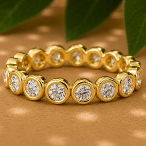 Anillos de Compromiso y Matrimonio de Oro Sólido de 14K con Engaste de Diamantes Cultivados en Laboratorio de Corte Brillante, Baño de Rodio, DEF-VVS - Product Image 1