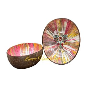 Cuenco de laca natural redondo hecho a mano de alta calidad, cáscara de coco con estampado de color directo de Vietnam - Product Image 2