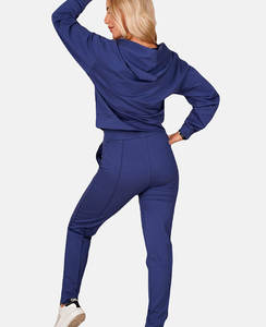 Sudadera con capucha y borde crudo para mujer con logotipo personalizado, pantalones de chándal acampanados, Top corto de alta calidad, Sudadera con capucha, conjuntos de chándal para mujer - Product Image 2