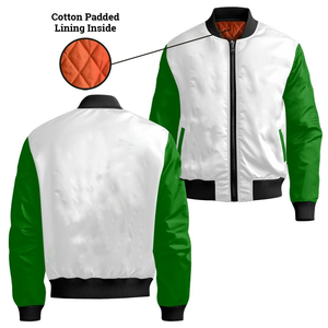 Premium Sorority Collegiate Women Custom Varsity Bomber <b>Jacket</b> <b>White</b> Green Greek Letter Crest Back Year Zip <b>Jacket</b> Wholesale - Product Image 2