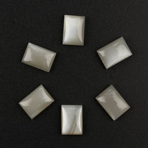 Pierre de lune grise naturelle classique, cabochon calibré 10x14mm, rectangulaire à dos plat, pierre précieuse en vrac pour la fabrication de bijoux, vente en gros - Product Image 1
