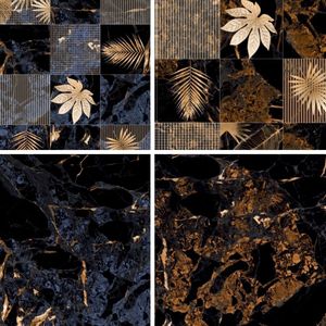 Revêtement mural en porcelaine émaillée sculptée 600x1200, grand format, haute brillance, texture luxueuse pour les murs des propriétés commerciales. - Product Image 4