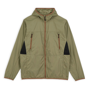 <b>Men's</b> Olive Green Hooded Windproof Jacket With Zipper Pockets Casual Outdoor Wear Autumn Regular Fit Polyester Shell - Product Image 1
