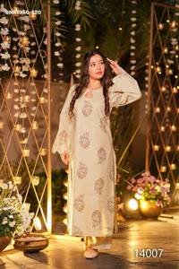 Proveedor de la colección de Kurti-Plazzo/Pant-Dupatta de muselina de alta calidad con estampado digital, de manga larga y corte recto, de Surat. - Product Image 6
