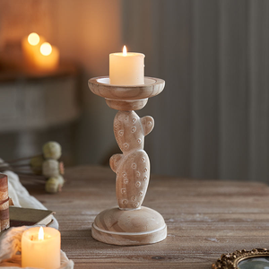 Portavelas de Madera Pulida Estilo Rústico - Ecológicos, Elegantes y Naturales para Navidad, Uso Diario y Ocasiones Especiales MULTI CRAFT - Product Image 1