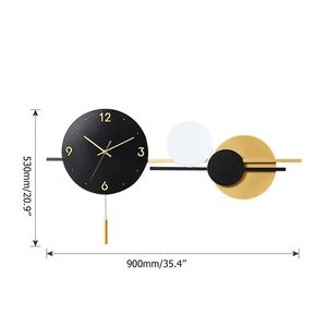 35.4 di grandi dimensioni \ "moderno metallo geometrico digitale orologio da parete elegante decorazione da parete per soggiorno - Product Image 6