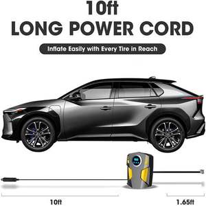 Compresor de Aire Portátil de 12V CC, Inflador Digital de Neumáticos con Manómetro de 150psi, Luz LED de Emergencia, Bomba de Aire para Neumáticos de Automóvil - Product Image 2